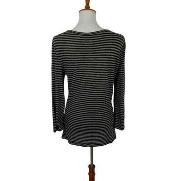 MaxMara Weekend Top Large Gray Striped Long Sleeve Designer Minimalist - Picture 4 of 5